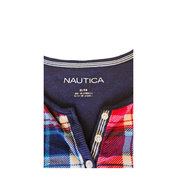 Nautica XL Plaid Long Sleeve Pullover Pajama Shirt - Picture 2 of 8